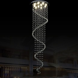 Modern Crystal Pendant Light Chandelier Lighting Lamps Fixtures with Single Spiral D70CM H250CM