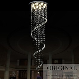 Modern Crystal Pendant Light Chandelier Lighting Lamps Fixtures with Single Spiral D70CM H250CM