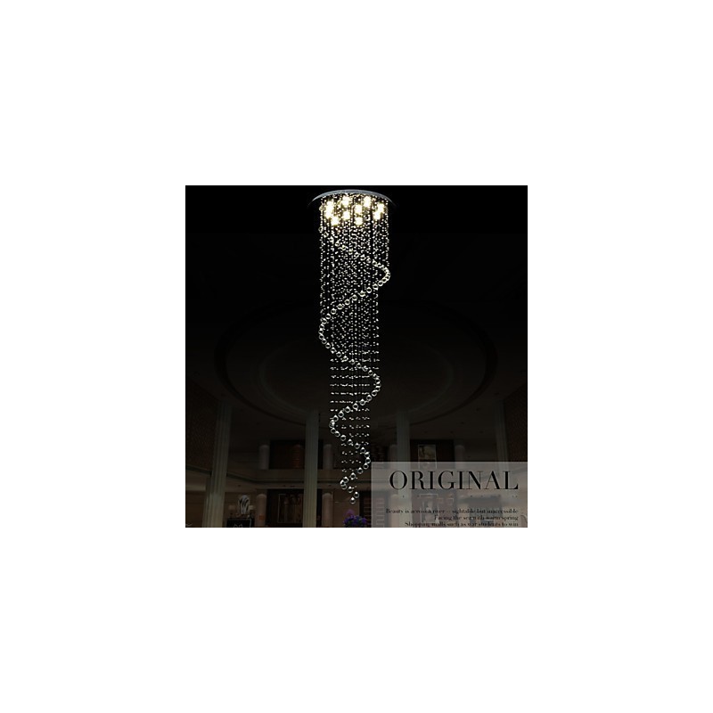 Modern Crystal Pendant Light Chandelier Lighting Lamps Fixtures with Single Spiral D70CM H250CM