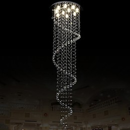 Modern Crystal Pendant Light Chandelier Lighting Lamps Fixtures with Single Spiral D70CM H250CM