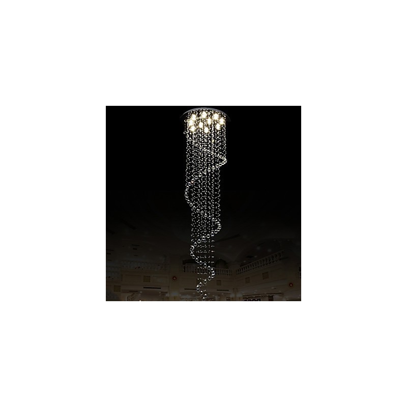 Modern Crystal Pendant Light Chandelier Lighting Lamps Fixtures with Single Spiral D70CM H250CM