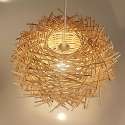 Modern Rural Cany Art Woven Rattan Single Head Droplight Lamp