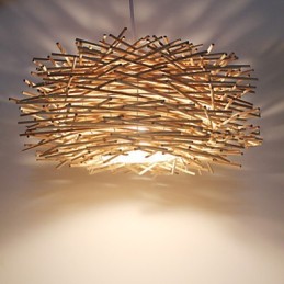 Modern Rural Cany Art Woven Rattan Single Head Droplight Lamp