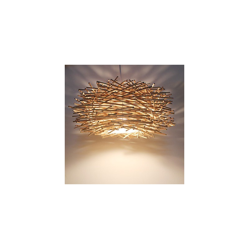 Modern Rural Cany Art Woven Rattan Single Head Droplight Lamp