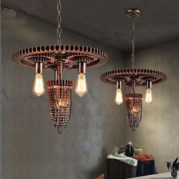 Industrial Wind Cafe Studio Gear Three Head Lamp