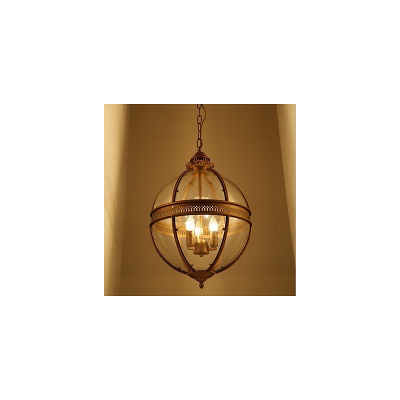 Iron Bronze Chandelier Lamp Glass