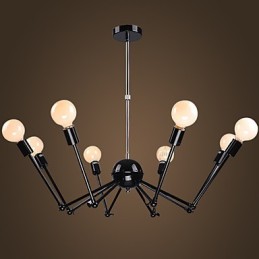 American Loft Black Lights Iron Spider Chandelier With 12 Heads