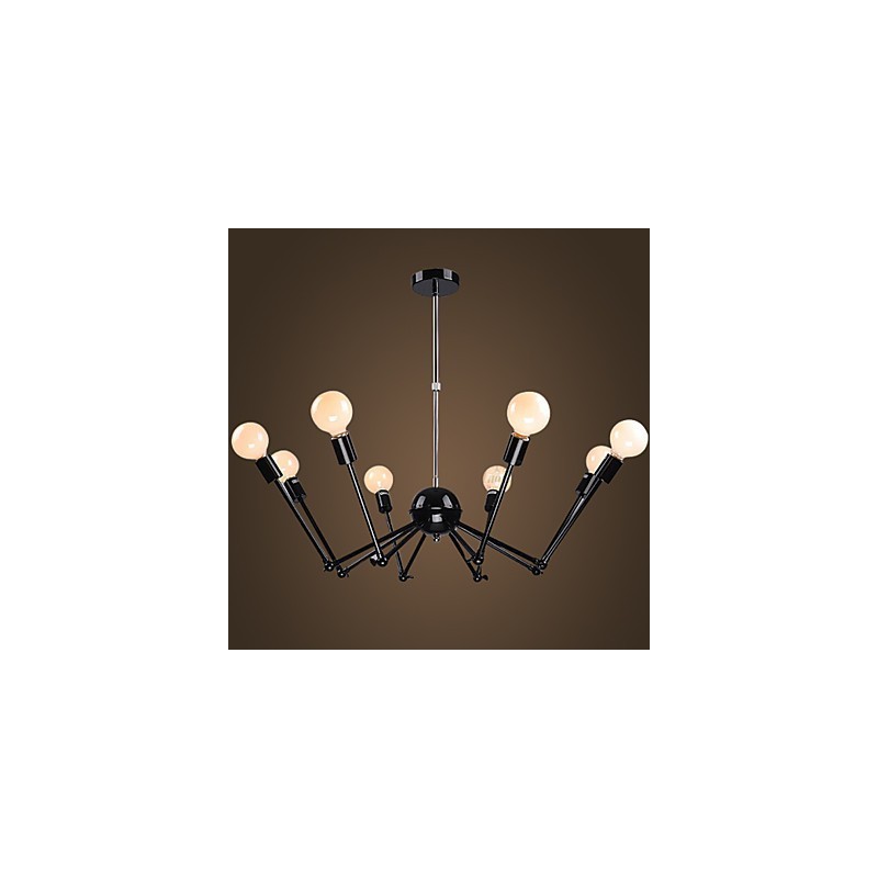 American Loft Black Lights Iron Spider Chandelier With 12 Heads