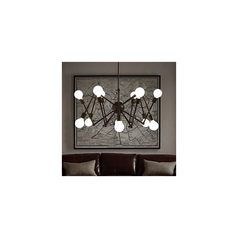 American Loft Black Lights Iron Spider Chandelier With 12 Heads