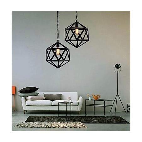 Retro industrial lamp droplight hexahedron artistic originality wrought iron Pendant Light