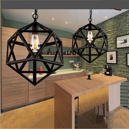 Retro industrial lamp droplight hexahedron artistic originality wrought iron Pendant Light