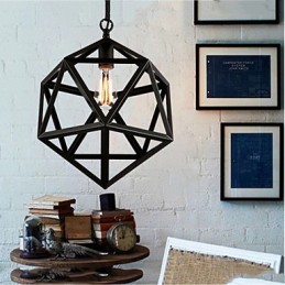 Retro industrial lamp droplight hexahedron artistic originality wrought iron Pendant Light