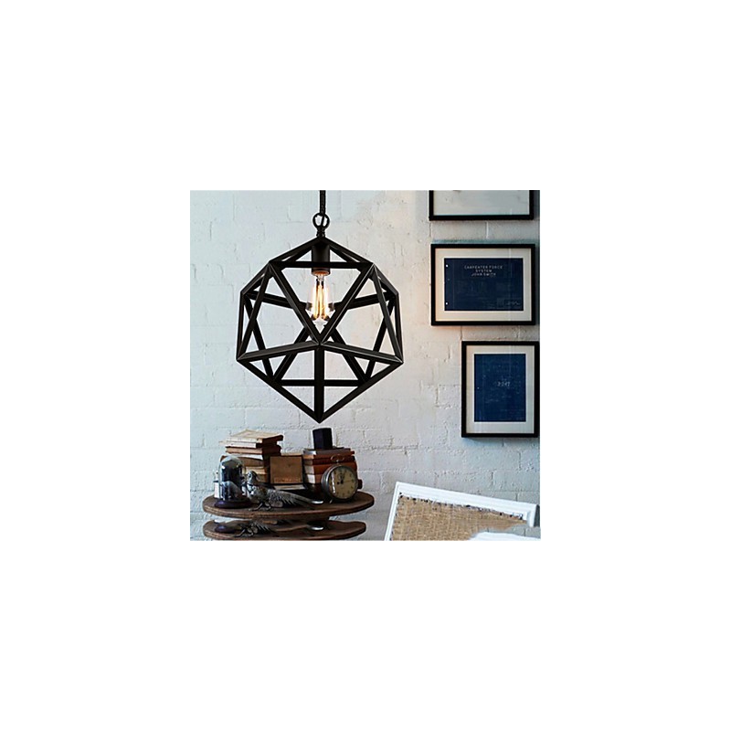 Retro industrial lamp droplight hexahedron artistic originality wrought iron Pendant Light