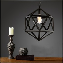 Retro industrial lamp droplight hexahedron artistic originality wrought iron Pendant Light