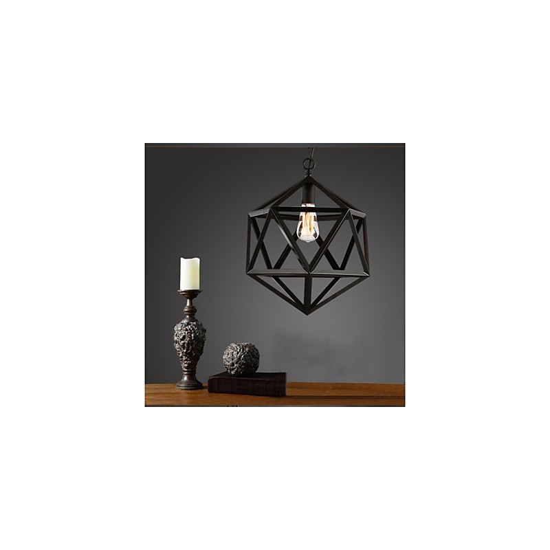 Retro industrial lamp droplight hexahedron artistic originality wrought iron Pendant Light