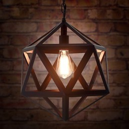 Retro industrial lamp droplight hexahedron artistic originality wrought iron Pendant Light