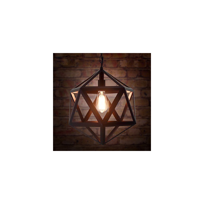 Retro industrial lamp droplight hexahedron artistic originality wrought iron Pendant Light