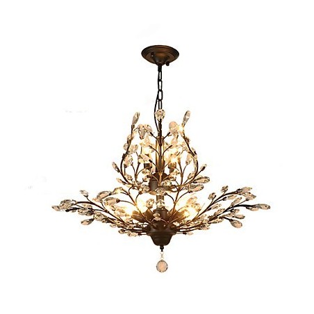 Vintage Crystal Flush Mount 7Lights Metal Painting Black OR Gold