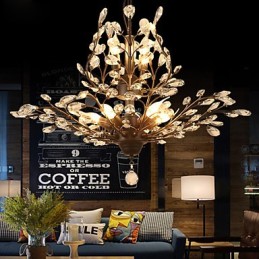 Vintage Crystal Flush Mount 7Lights Metal Painting Black OR Gold