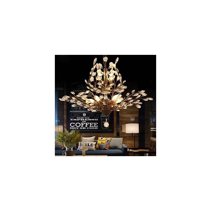 Vintage Crystal Flush Mount 7Lights Metal Painting Black OR Gold