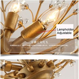 Vintage Crystal Flush Mount 7Lights Metal Painting Black OR Gold