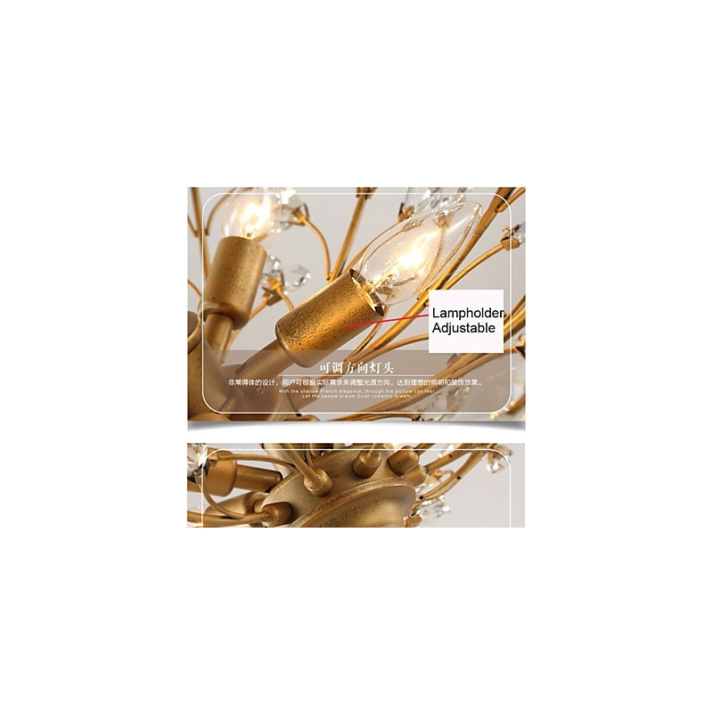 Vintage Crystal Flush Mount 7Lights Metal Painting Black OR Gold