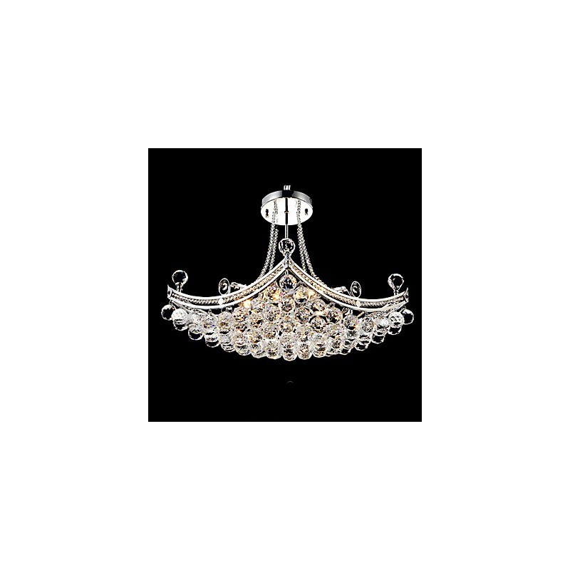 Modern Contemporary Crystal Electroplated Metal Pendant Light