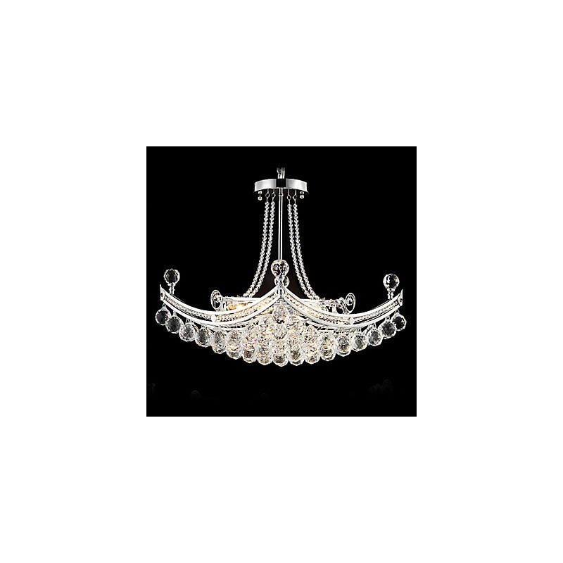 Modern Contemporary Crystal Electroplated Metal Pendant Light