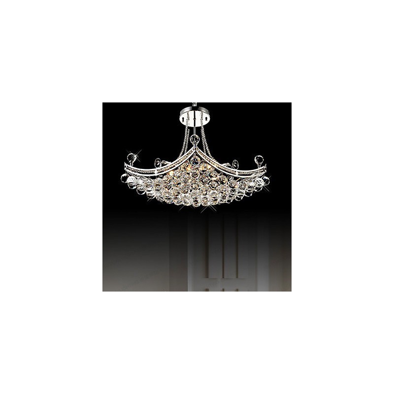 Modern Contemporary Crystal Electroplated Metal Pendant Light