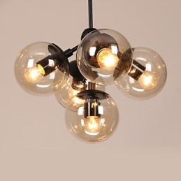 Chandelier 5 Lights Glass Ball Lights Retro Outdoors Garage Metal