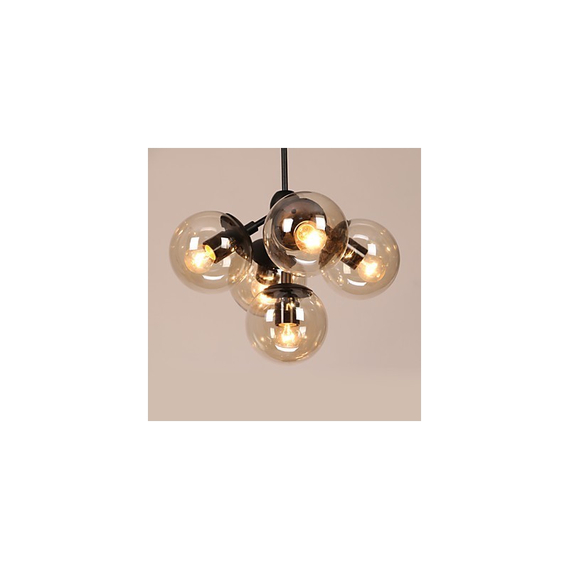 Chandelier 5 Lights Glass Ball Lights Retro Outdoors Garage Metal