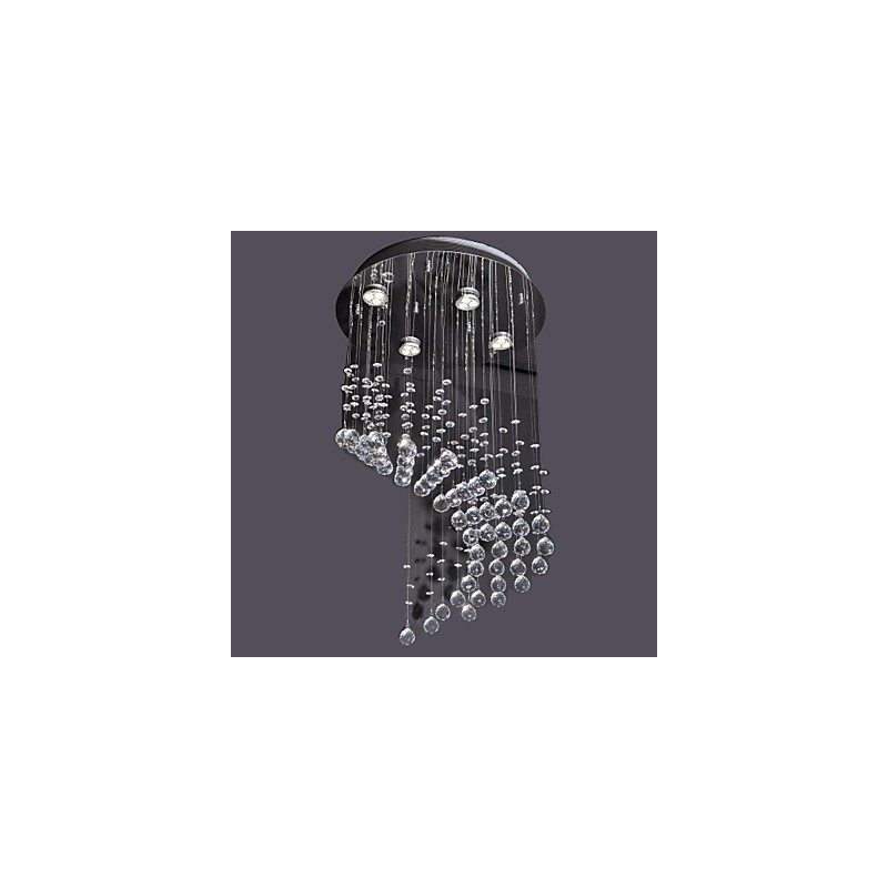Modern Contemporary Crystal Chrome Metal Flush Mount