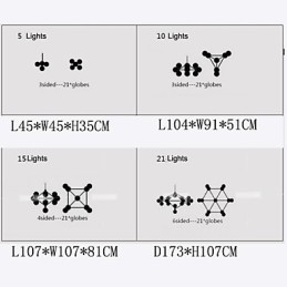 Chandelier 5 Lights Glass Ball Lights Retro Outdoors Garage Metal