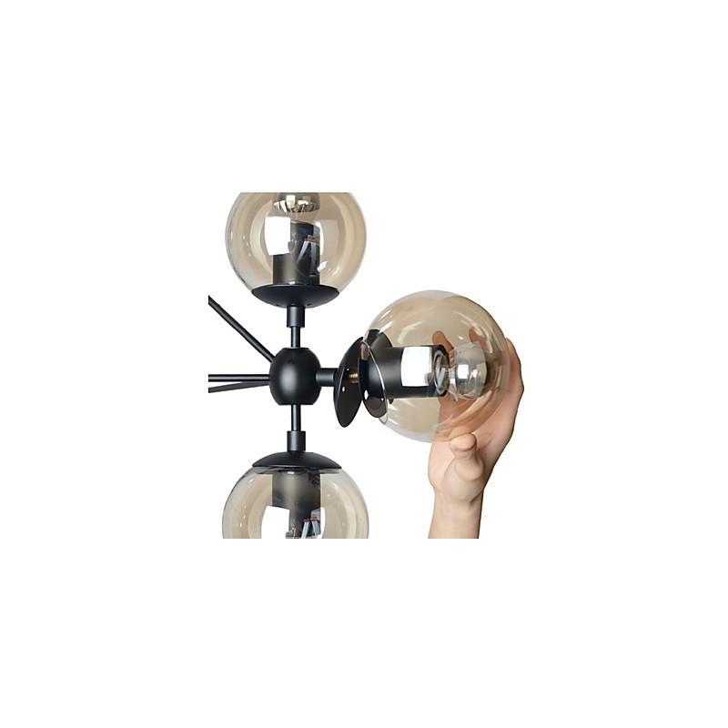 Chandelier 5 Lights Glass Ball Lights Retro Outdoors Garage Metal