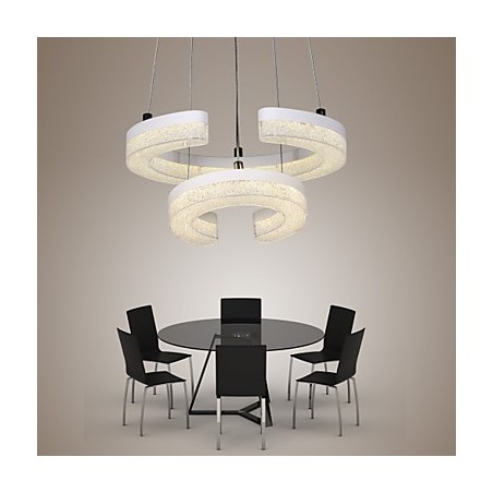 Crystal Pendant Light The Letter "C" Shape Modern Lamp Two Rings