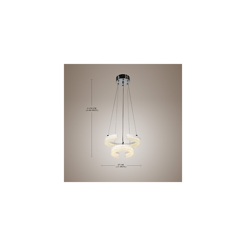 Crystal Pendant Light The Letter "C" Shape Modern Lamp Two Rings