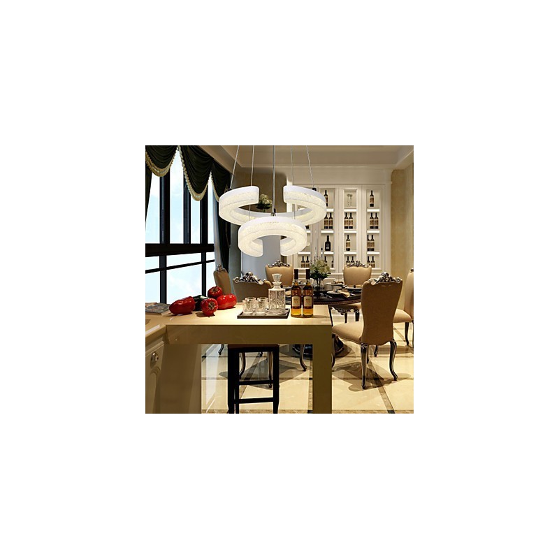 Crystal Pendant Light The Letter "C" Shape Modern Lamp Two Rings