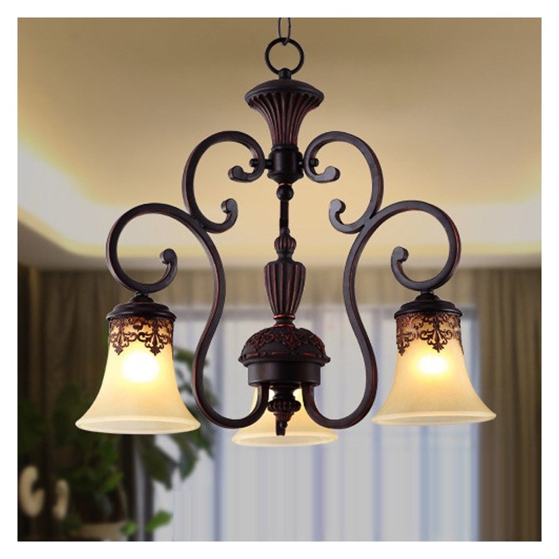 Vintage Country Island Painting Metal Chandelier Flush Mount