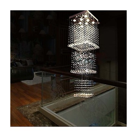 Ceiling Crystal Pendant Lamps Lighting 8 Lights Modern Luxurious Silver Canpoy K9 Clear Crystal Fixtures