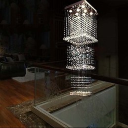 Ceiling Crystal Pendant Lamps Lighting 8 Lights Modern Luxurious Silver Canpoy K9 Clear Crystal Fixtures