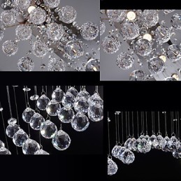 Ceiling Crystal Pendant Lamps Lighting 8 Lights Modern Luxurious Silver Canpoy K9 Clear Crystal Fixtures