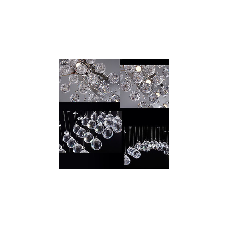 Ceiling Crystal Pendant Lamps Lighting 8 Lights Modern Luxurious Silver Canpoy K9 Clear Crystal Fixtures