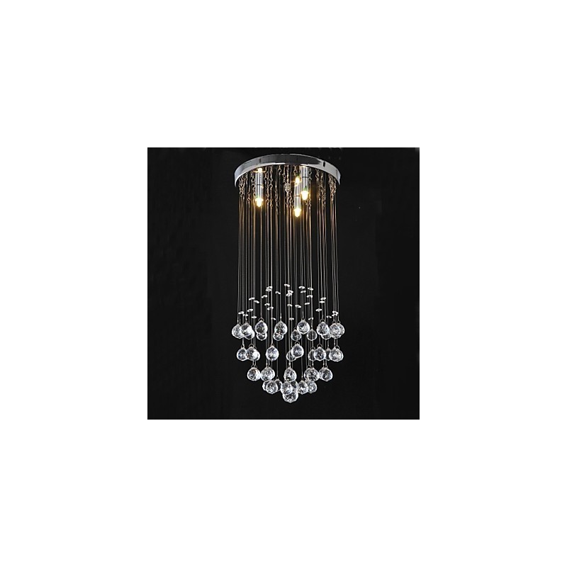 Traditional Classic Crystal Chrome Metal Flush Mount