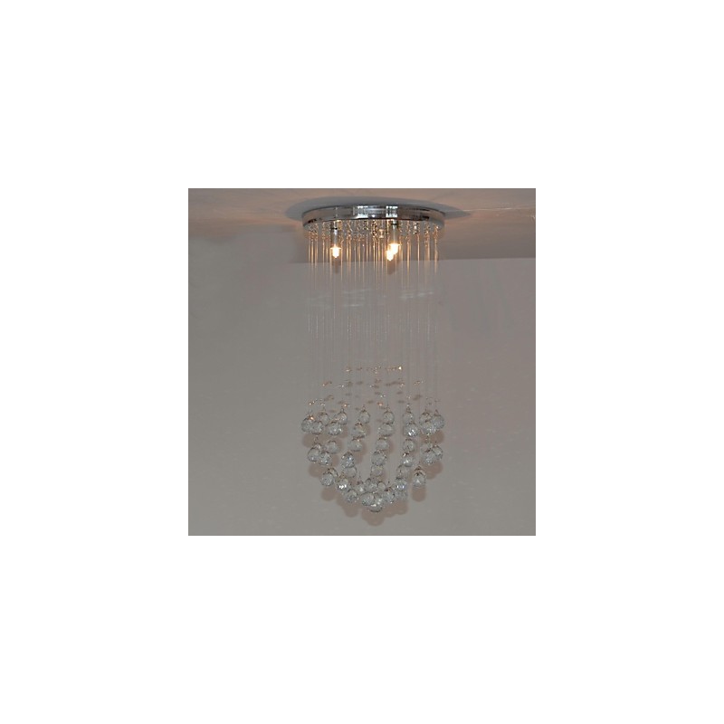 Traditional Classic Crystal Chrome Metal Flush Mount
