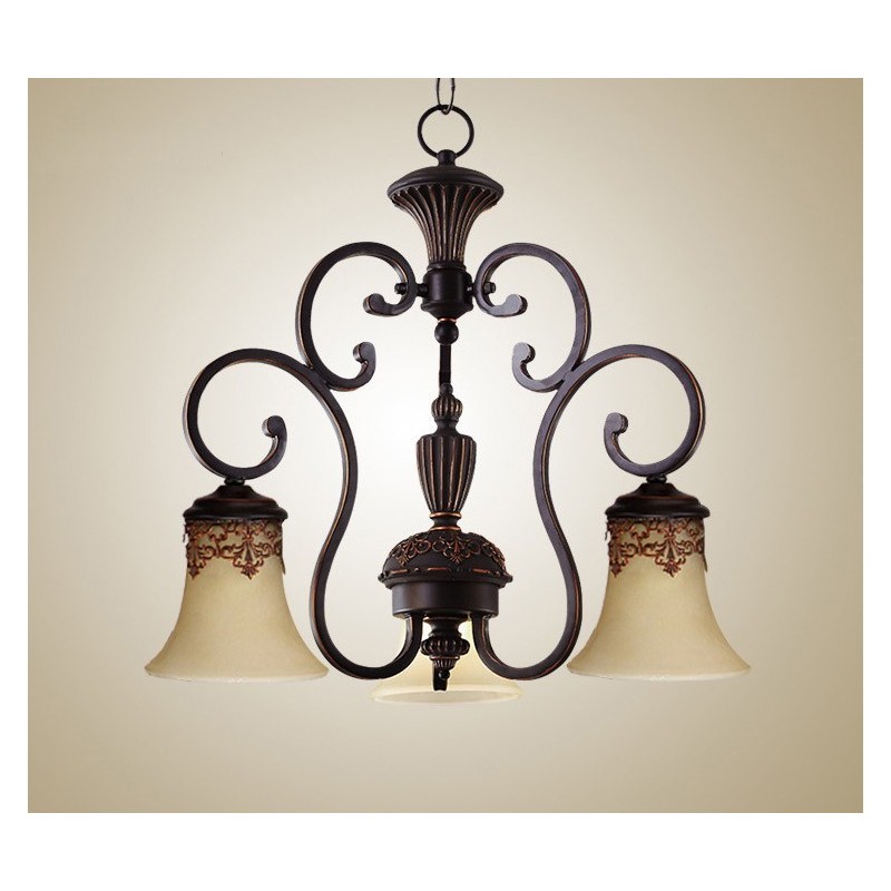 Vintage Country Island Painting Metal Chandelier Flush Mount