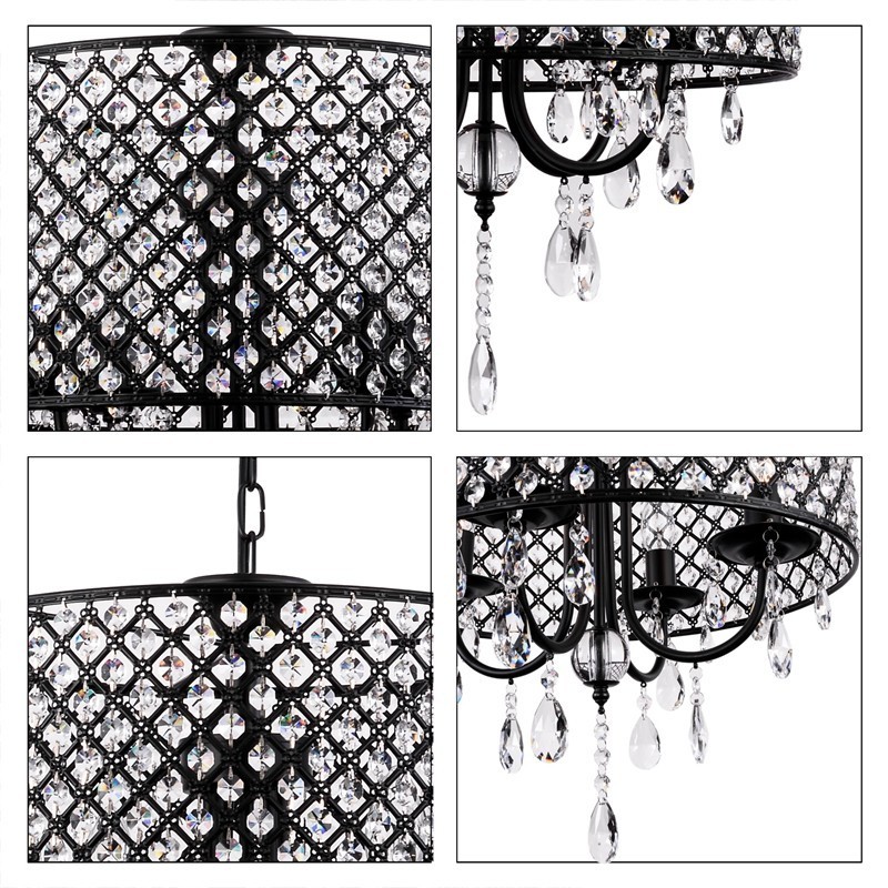 Modern Contemporary Drum Crystal Chrome Chandelier