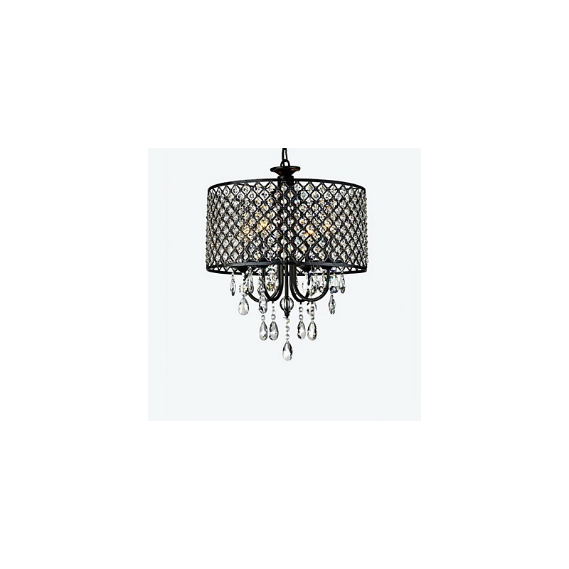 Modern Contemporary Drum Crystal Chrome Chandelier