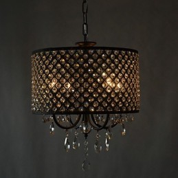 Modern Contemporary Drum Crystal Chrome Chandelier