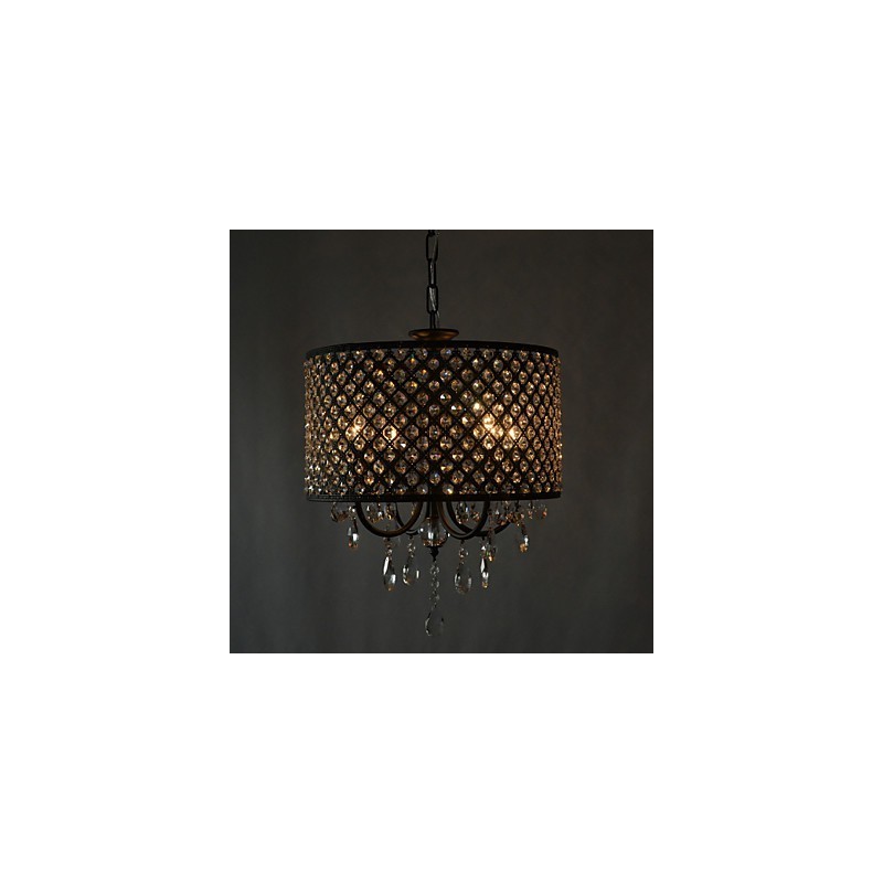 Modern Contemporary Drum Crystal Chrome Chandelier