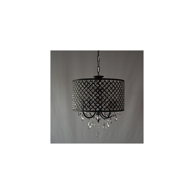 Modern Contemporary Drum Crystal Chrome Chandelier